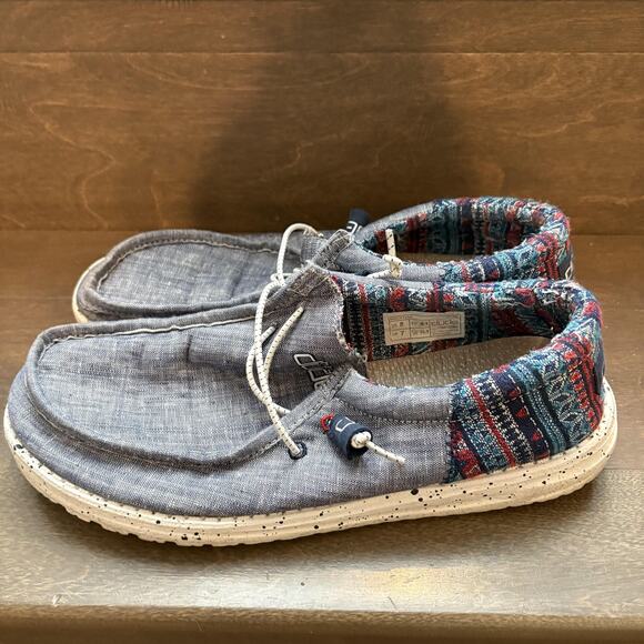 Hey Dude Wally Funk Shoes Mens Size 8 Gray Tribe Print Casual Lightweight Loafer - Picture 5 of 10